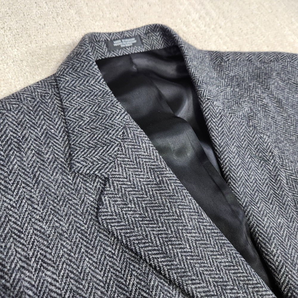 Vintage Herringbone Tweed Blazer Men 42r Stafford Lambswool Wool Sports Coat